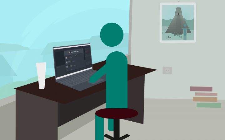 Animazioni con Google Web Designer (immagine con un personaggio che utilizza il software nella sua abitazione)