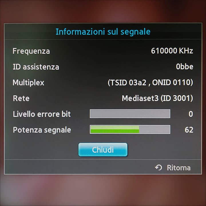 Segnale DTT MUX Mediaset 3 (in prossimità di antenna)