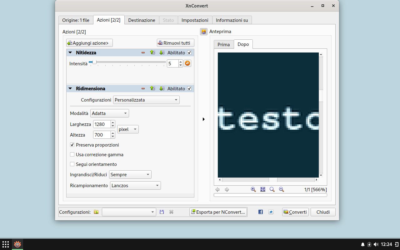 xnConvert (linux) software per convertire immagini, screenshot